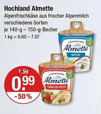 Hochland Almette Alpenfrischkäse aus frischer Alpenmilch – verschiedene Sorten