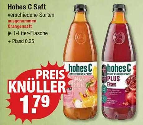 Hohes C Saft – verschiedene Sorten (außer Orangensaft) 1-Liter-Flasche