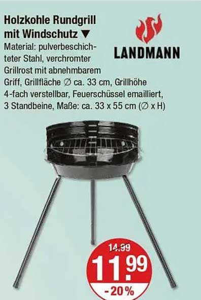 Holzkohle Rundgrill mit Windschutz