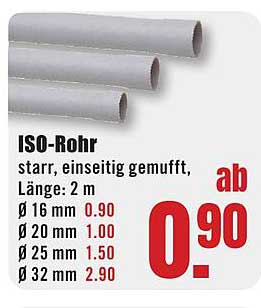 ISO-Rohr starr, einseitig gemufft, 2 m