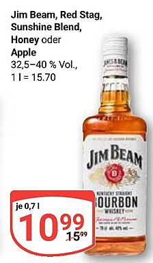 Jim Beam, Red Stag, Sunshine Blend, Honey oder Apple 0,7l
