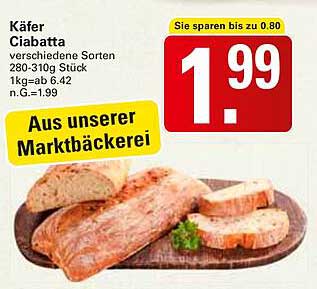 Käfer Ciabatta - verschiedene Sorten 280-310g Stück
