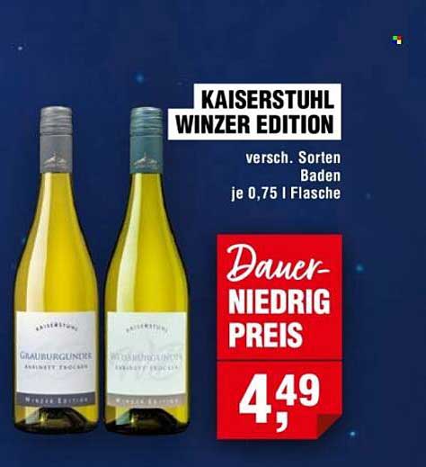 Kaiserstuhl Winzer Edition - verschiedene Sorten Baden, je 0,75 l Flasche