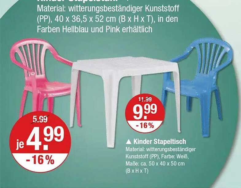 Kinder Stapeltisch in verschiedenen Farben