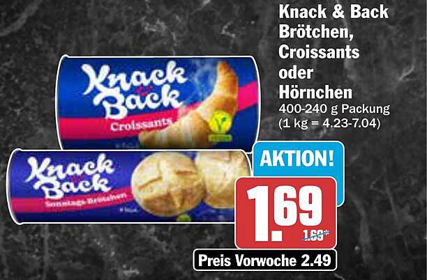 Knack & Back Brötchen, Croissants oder Hörnchen 400-240 g Packung