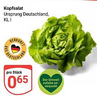 Kopfsalat Ursprung Deutschland, KL I