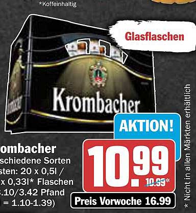 Krombacher Glasflaschen 20 x 0,5 l / 24 x 0,33 l