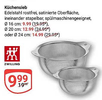 Küchensieb von Zwilling – Edelstahl rostfrei, satiniert