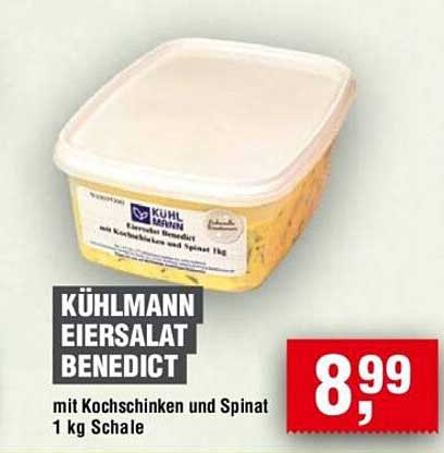 KÜHLMANN EIERSALAT BENEDICT mit Kochschinken und Spinat 1 kg Schale