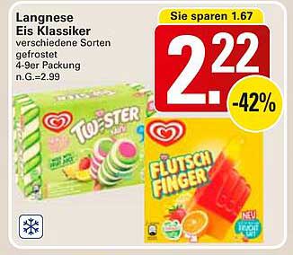 Langnese Eis Klassiker verschiedene Sorten gefrostet 4-9er Packung