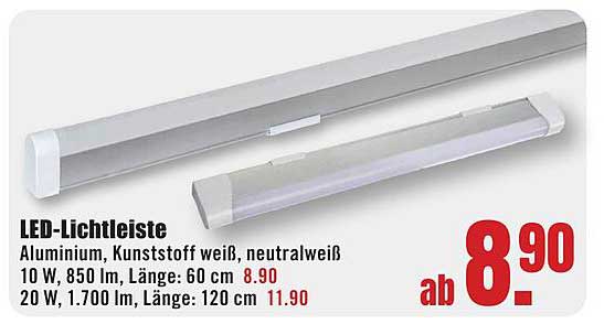 LED-Lichtleiste Aluminium, Kunststoff weiß, neutralweiß