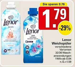 Lenor Weichspüler verschiedene Varianten 32/36 Anwendungen