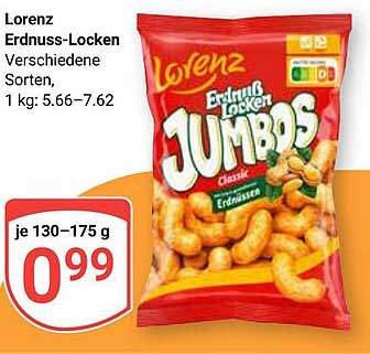 Lorenz Erdnuss-Locken JUMBOS - verschiedene Sorten, 130-175 g, je 0,99 €