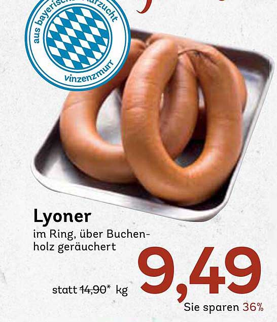 Lyoner im Ring, über Buchenholz geräuchert