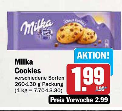 Milka Cookies verschiedene Sorten 260-150 g Packung