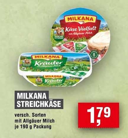MILKANA STREICHKÄSE - verschiedene Sorten mit Allgäuer Milch 190 g