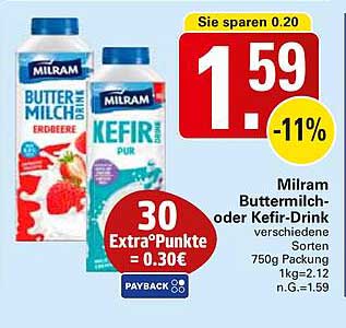 Milram Buttermilch- oder Kefir-Drink verschiedene Sorten 750g