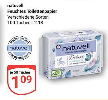 natuvell Feuchtes Toilettenpapier - verschiedene Sorten, 100 Tücher = 2.18