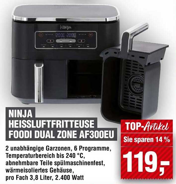 Ninja Heißluftfritteuse Foodi Dual Zone AF300EU