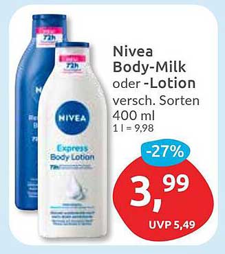 Nivea Body-Milk oder -Lotion 400 ml - Jetzt zum Angebotspreis!