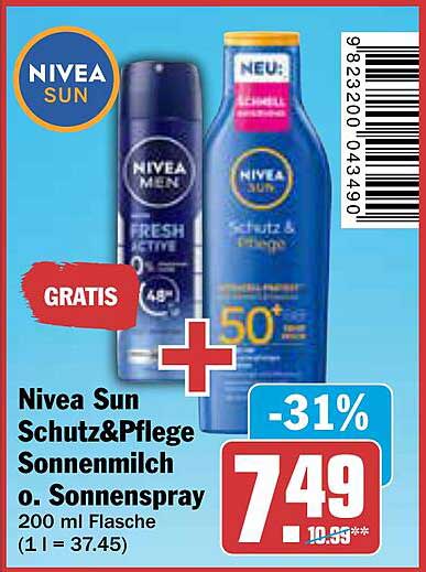 Nivea Sun Schutz & Pflege Sonnenmilch o. Sonnenspray 200 ml