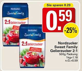 Nordzucker Sweet Family Gelierzucker 2:1 500g Packung