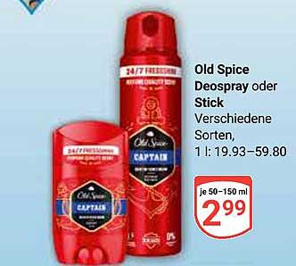 Old Spice Deospray oder Stick - Verschiedene Sorten