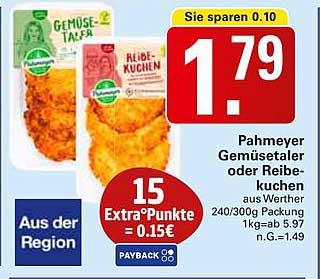Pahmeyer Gemüsetaler oder Reibekuchen aus Werther 240/300g