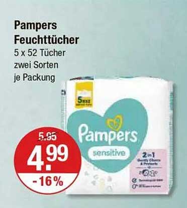 Pampers Feuchttücher 5 x 52 Tücher zwei Sorten je Packung