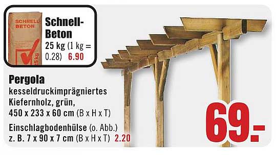 Pergola aus kesseldruckimprägniertem Kiefernholz