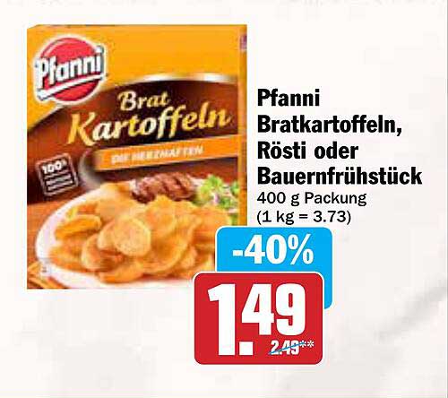 Pfanni Bratkartoffeln, Rösti oder Bauernfrühstück 400 g