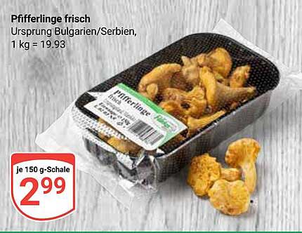 Pfifferlinge frisch - Ursprung Bulgarien/Serbien, je 150 g-Schale