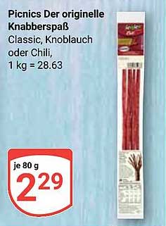 Picnics Der originale Knabberspaß - Classic, Knoblauch oder Chili