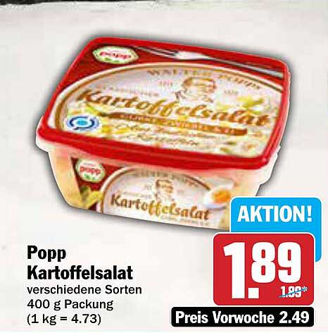 Popp Kartoffelsalat verschiedene Sorten 400 g