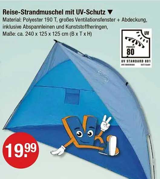Reise-Strandmuschel mit UV-Schutz