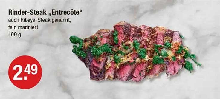 Rinder-Steak „Entrecôte“ auch Ribeye-Steak genannt, fein mariniert 100 g