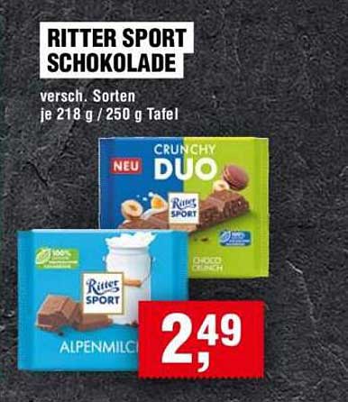 RITTER SPORT SCHOKOLADE versch. Sorten je 218 g / 250 g Tafel