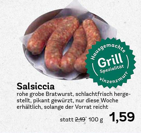 Salsiccia - rohe grobe Bratwurst, schlachtfrisch hergestellt