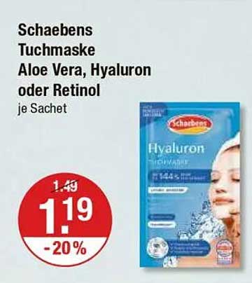Schaebens Tuchmaske Aloe Vera, Hyaluron oder Retinol je Sachet