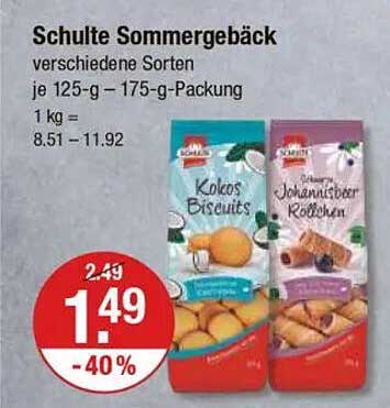 Schulte Sommergebäck – verschiedene Sorten