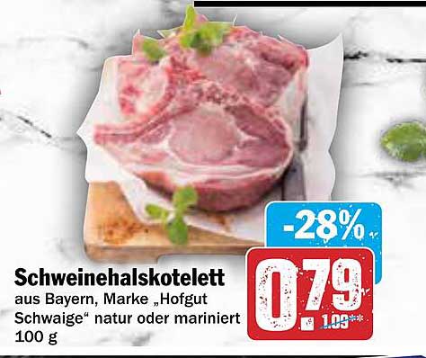 Schweinehalskotelett aus Bayern, Marke „Hofgut Schwaige“ natur oder mariniert