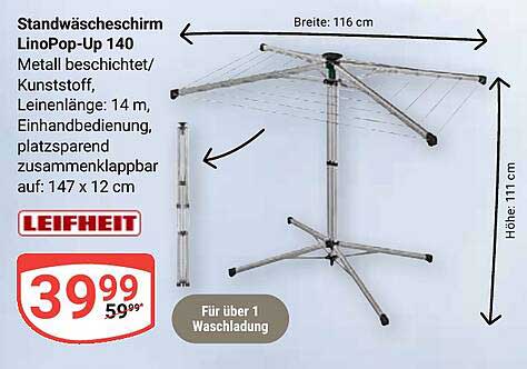 Standwäscheschirm LinoPop-Up 140