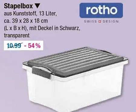 Stapelbox von Rotho, 13 Liter, mit Deckel in Schwarz, transparent