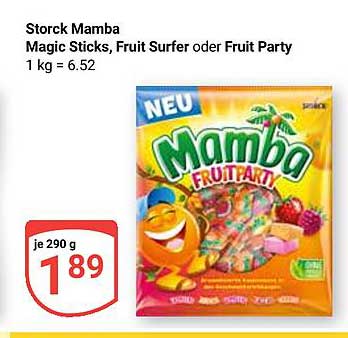 Storck Mamba Magic Sticks, Fruit Surfer oder Fruit Party 290 g