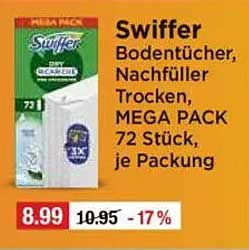 Swiffer Bodentücher, Nachfüller Trocken, MEGA PACK 72 Stück, je Packung