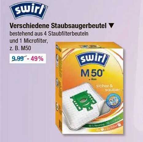 swirl M50 Staubsaugerbeutel (4 Stück + 1 Mikrofilter)