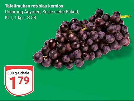 Tafeltrauben rot/blau kernenlos – 500 g-Schale