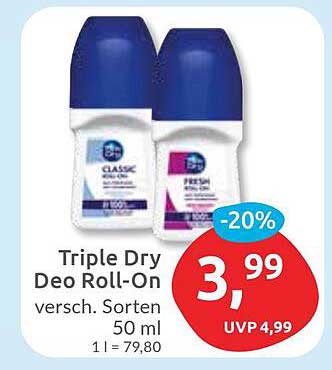 Triple Dry Deo Roll-On 50 ml - verschiedene Sorten