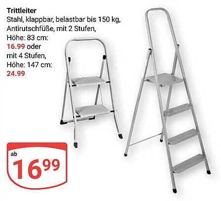 Trittleiter - klappbar, bis 150 kg belastbar