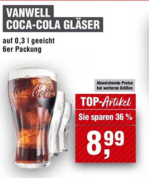 VANWELL COCA-COLA GLÄSER 6ER PACKUNG